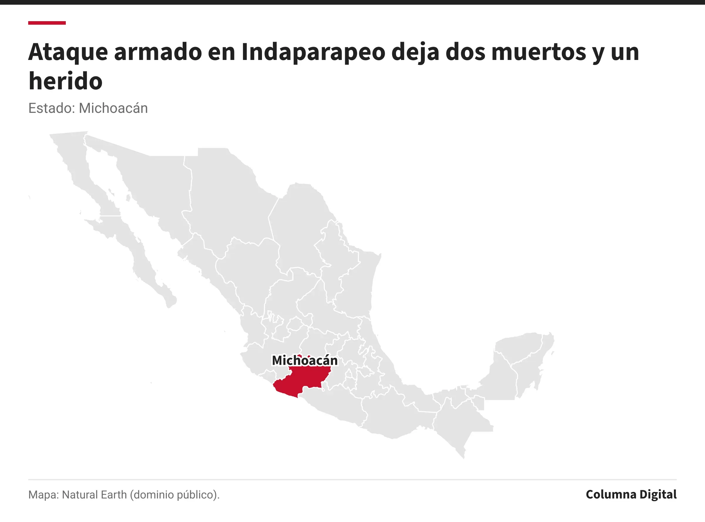 Mapa de México con Michoacán resaltado.