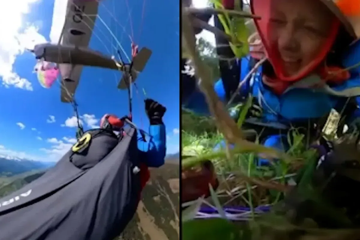 Avioneta choca con parapente en vuelo