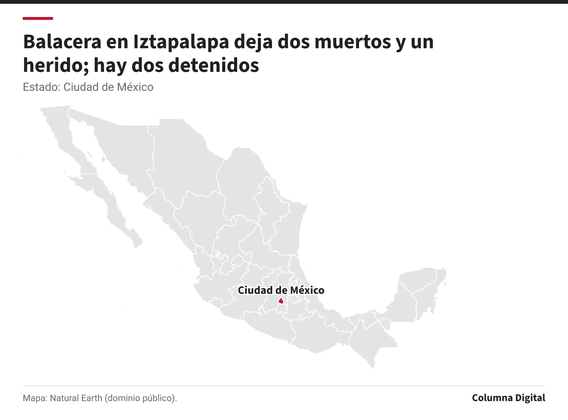 Mapa de México con Ciudad de México resaltado.