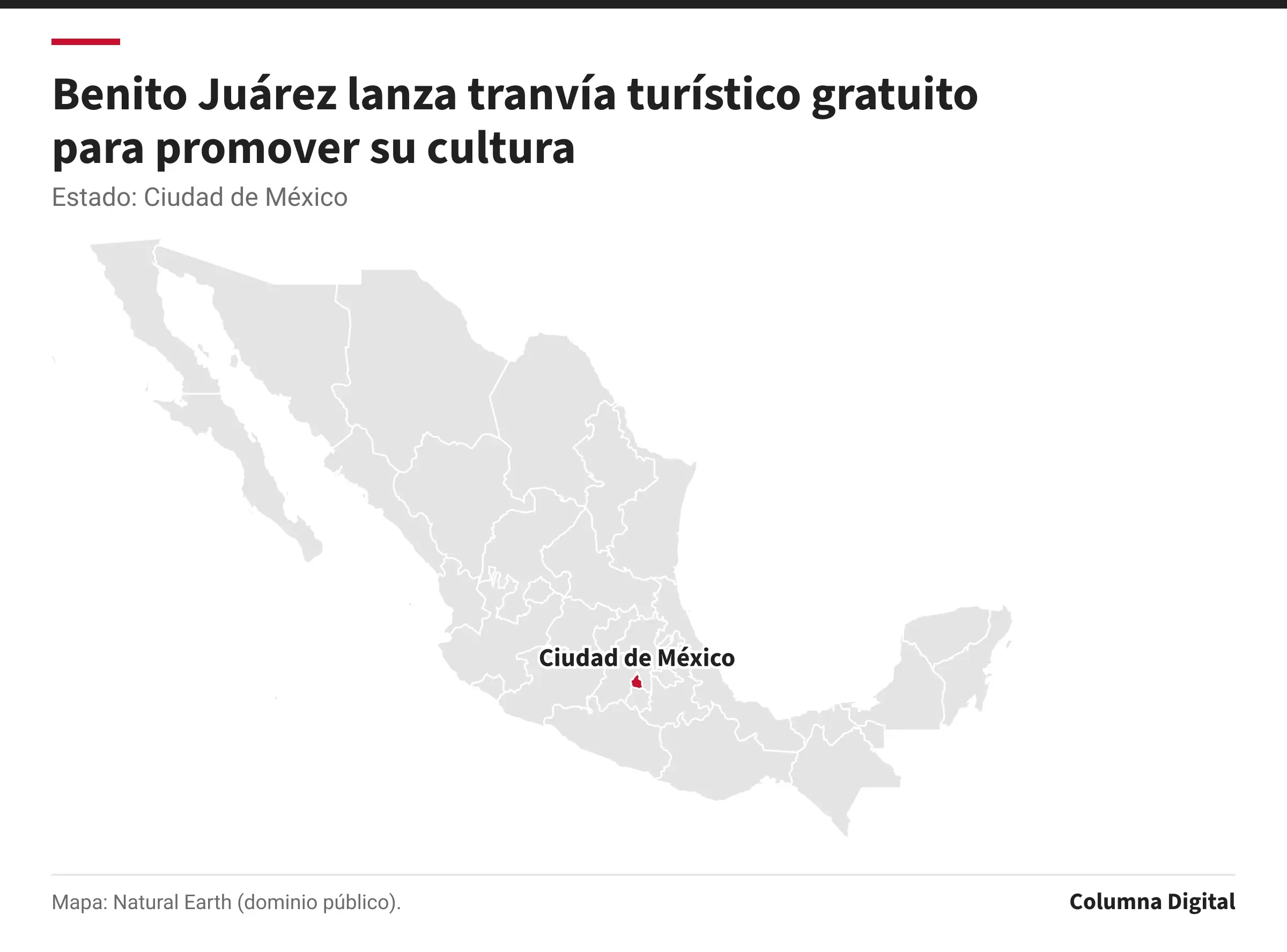 Mapa de México con Ciudad de México resaltado.