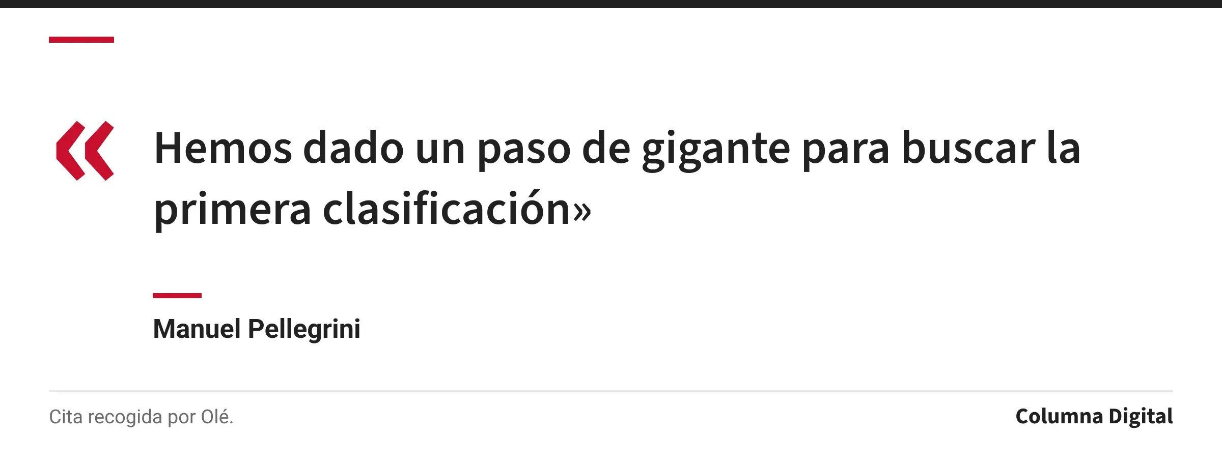 Cita de Manuel Pellegrini: «Hemos dado un paso de gigante para buscar la primera clasificación»