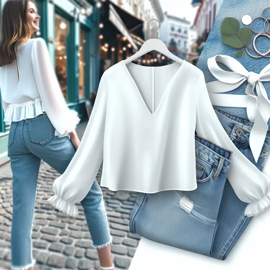 Blusas blancas chic para jeans en primavera-verano