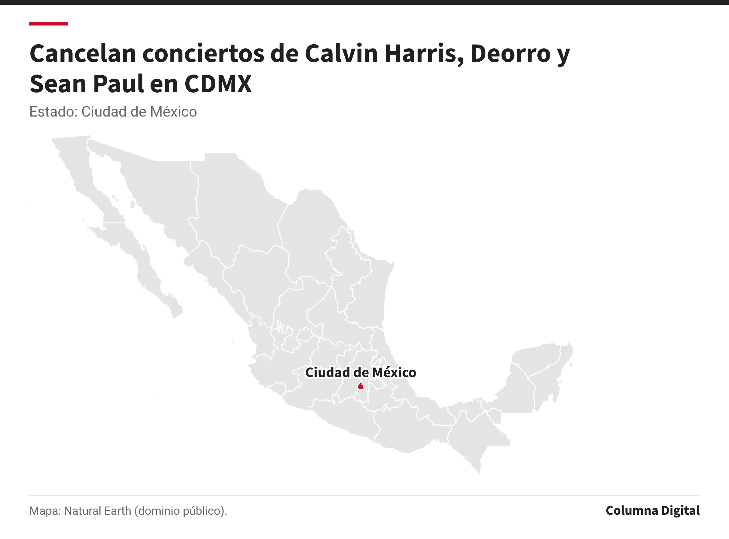 Mapa de México con Ciudad de México resaltado.