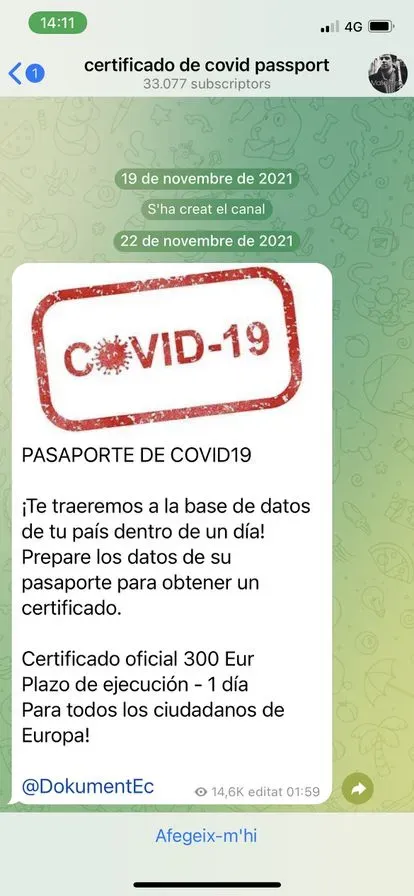 Certificados de vacunación y PCR falsos