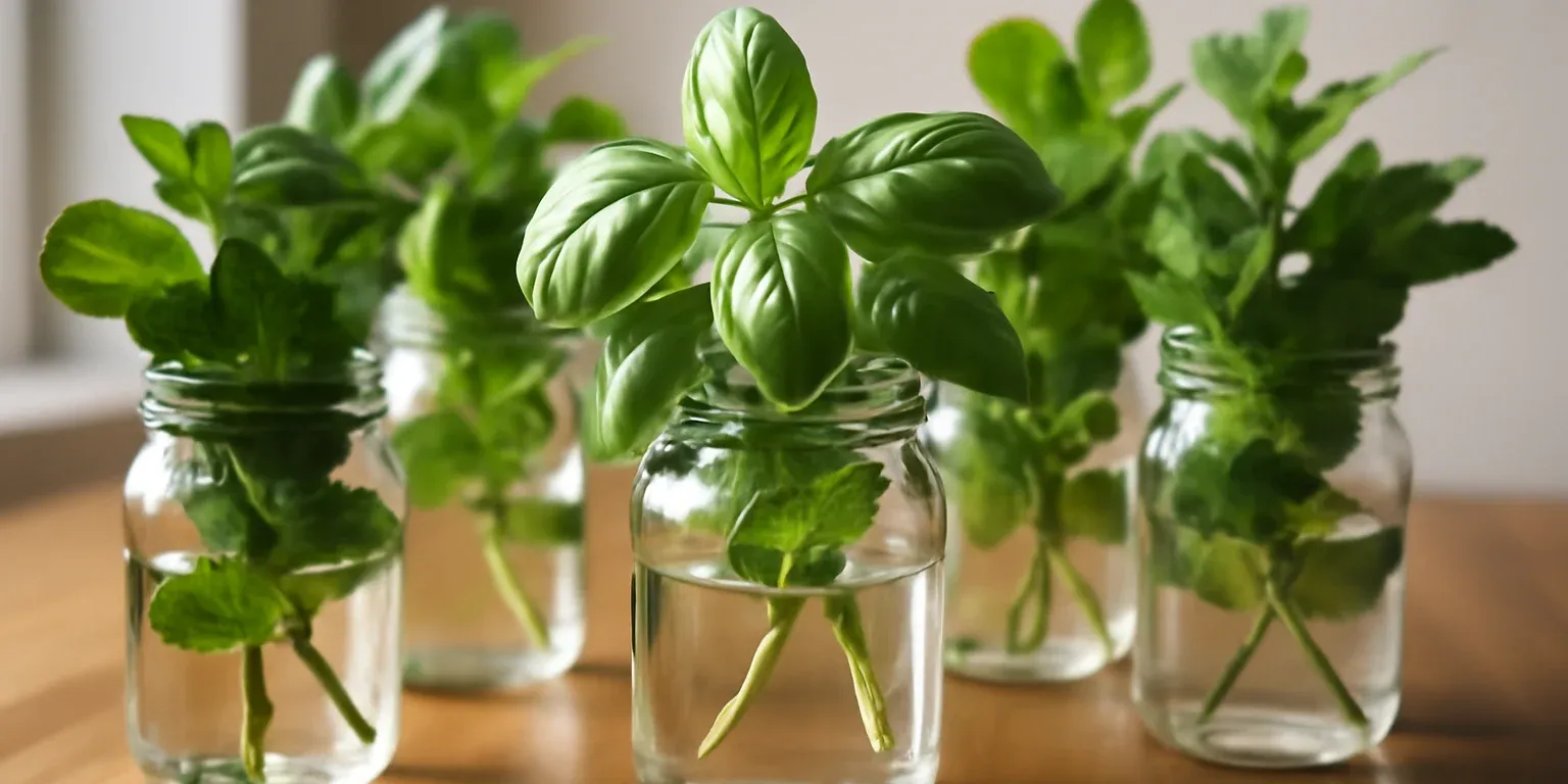 Cómo reproducir albahaca y menta en frascos con agua