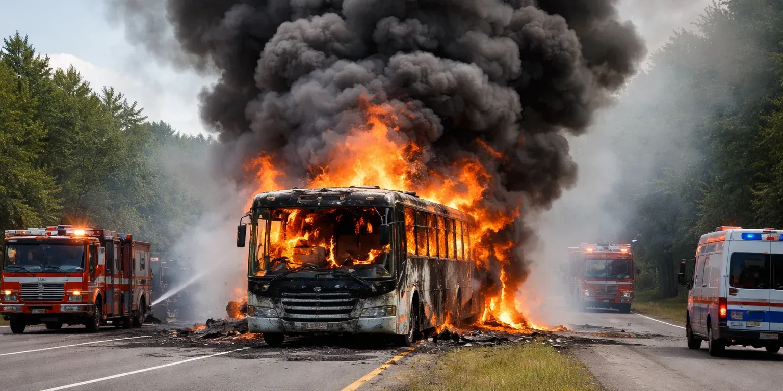 Cuatro muertos y un menor grave tras choque con autobús incendiado en Matamoros