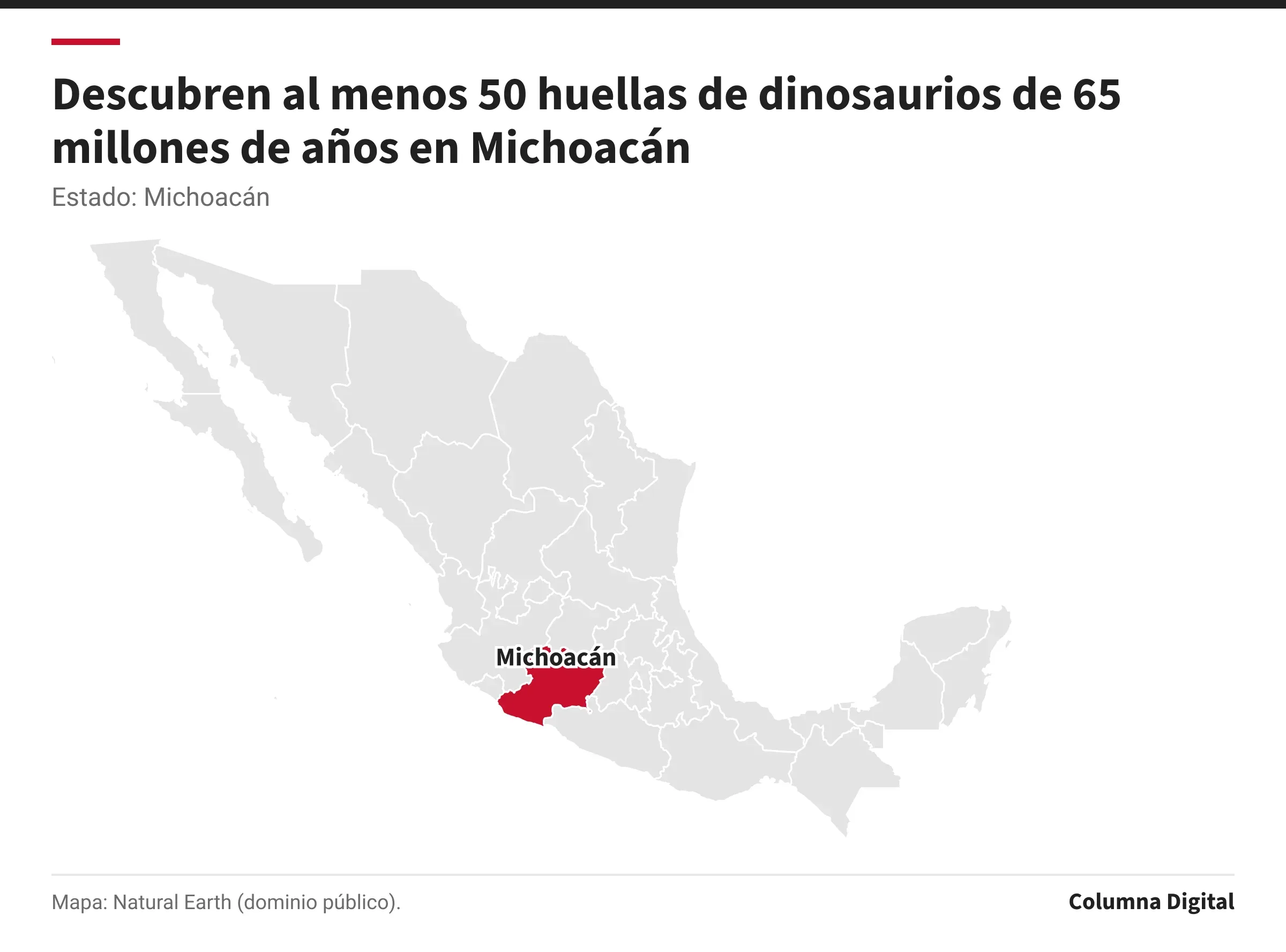 Mapa de México con Michoacán resaltado.