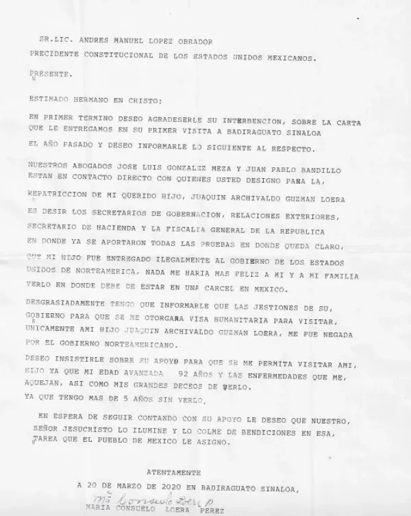 Desde 2019 AMLO mantiene comunicación con mamá de "El Chapo"