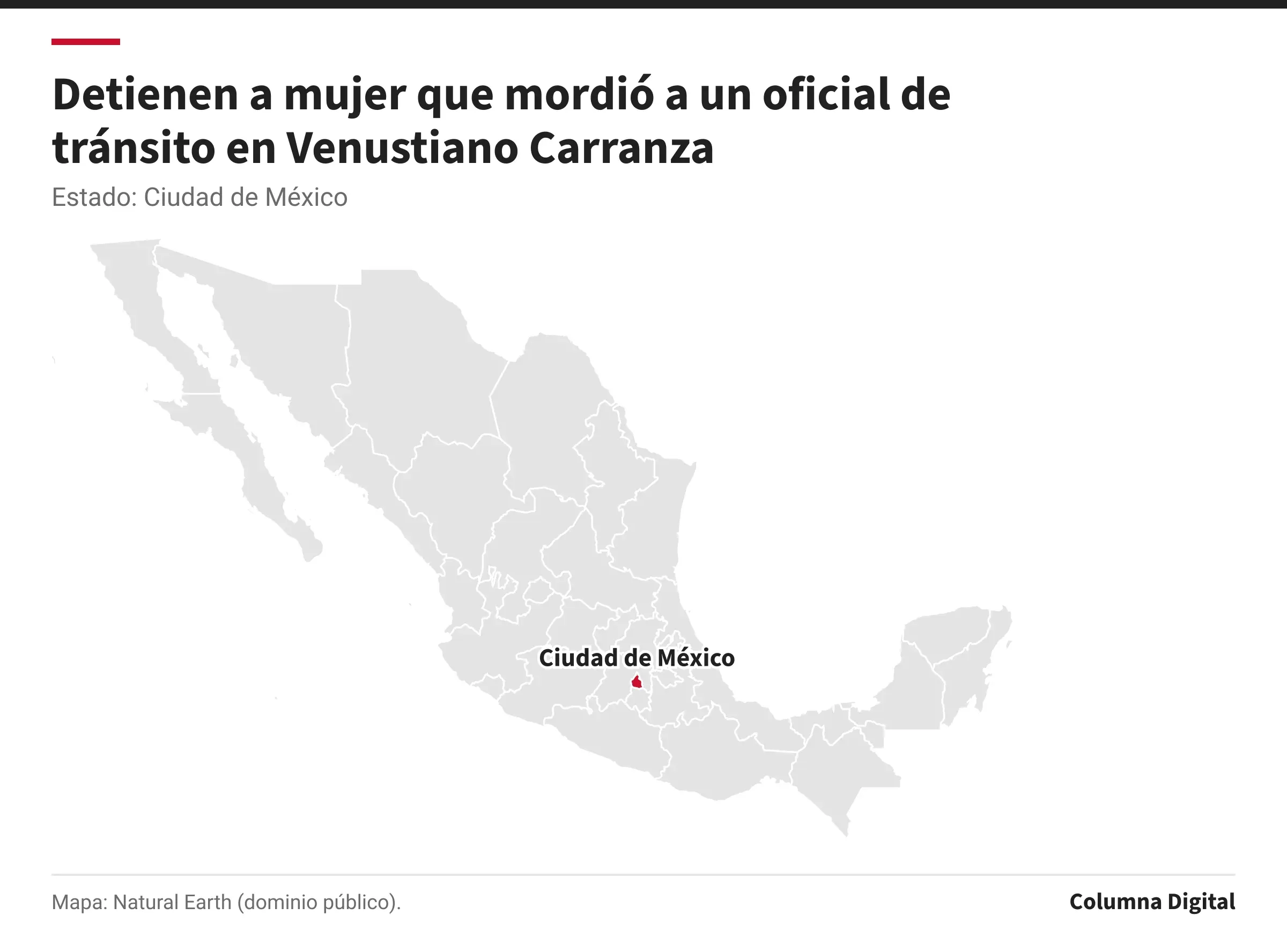 Mapa de México con Ciudad de México resaltado.