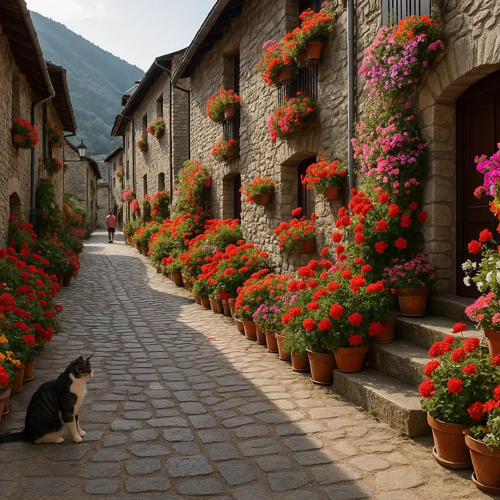 El pueblo de Pirineos florecido
