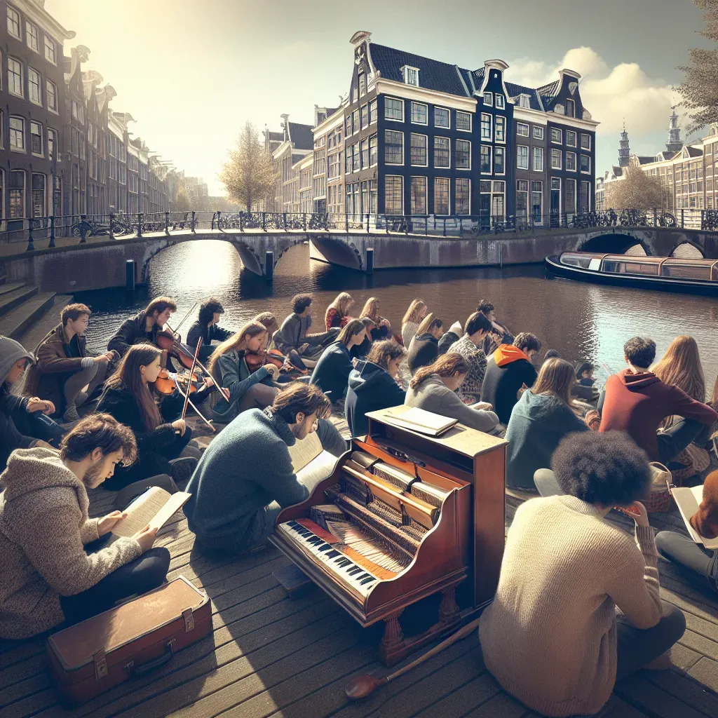 Estudiantes aprenden con música clásica en Amsterdam.