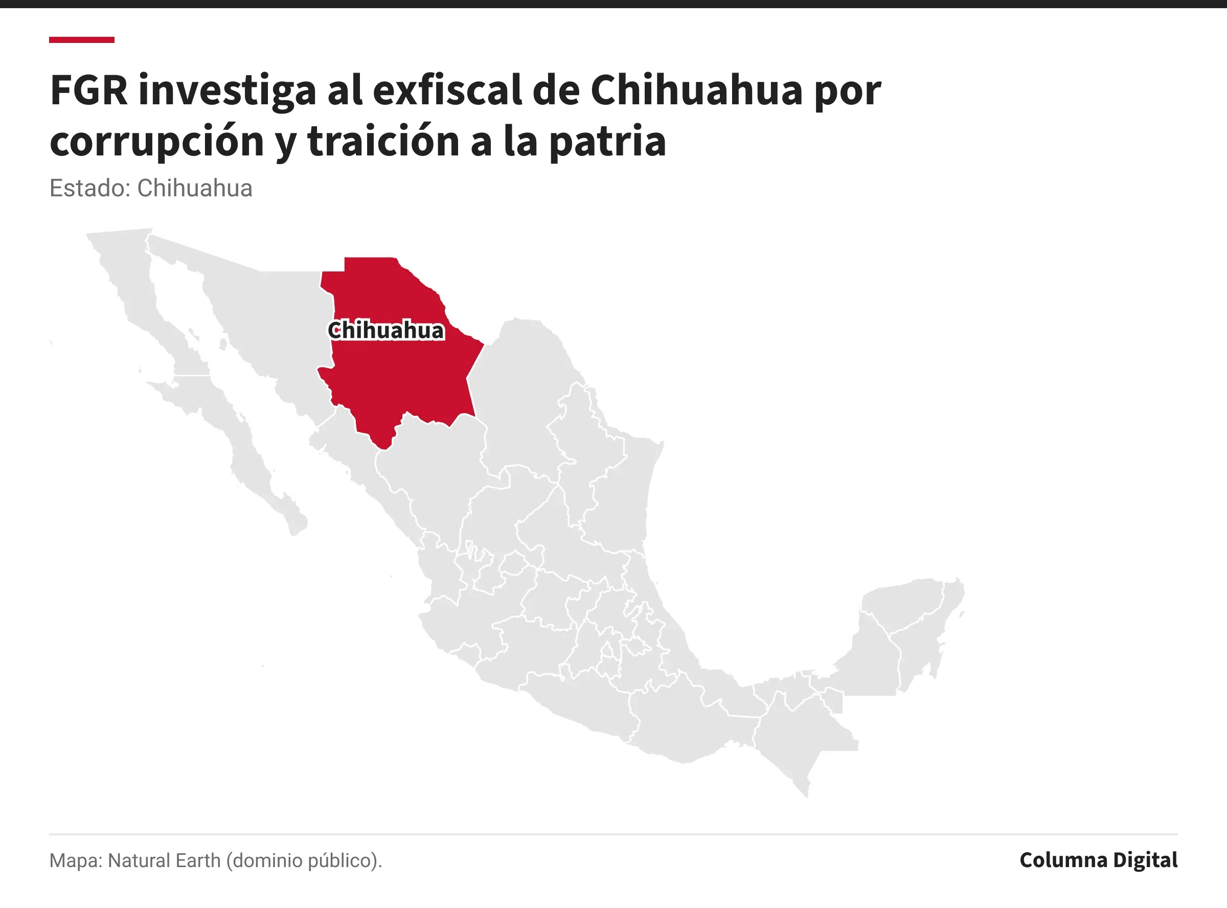 Mapa de México con Chihuahua resaltado.