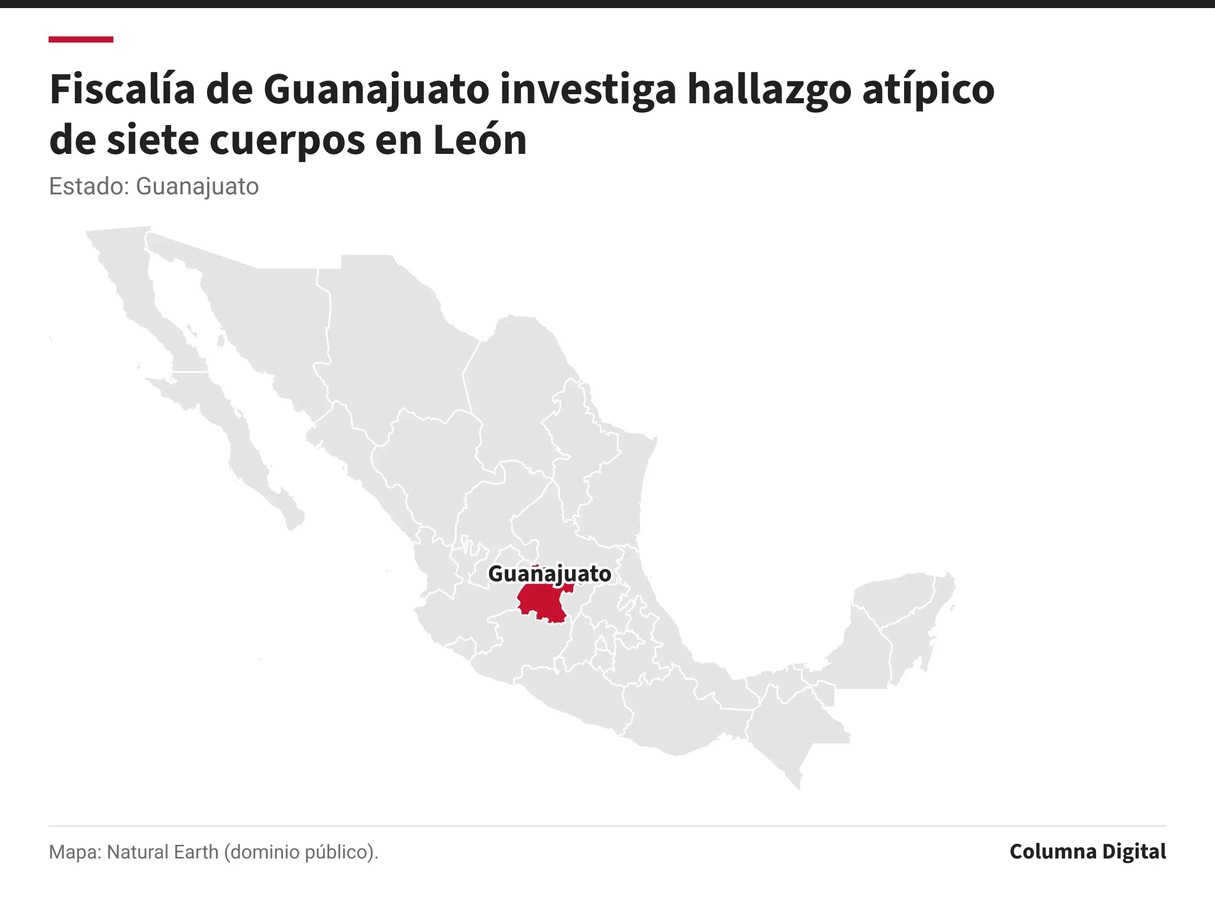 Mapa de México con Guanajuato resaltado.