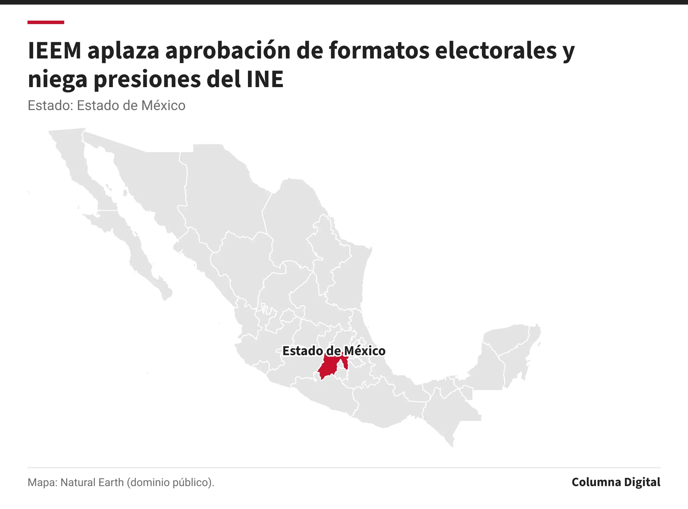 Mapa de México con Estado de México resaltado.