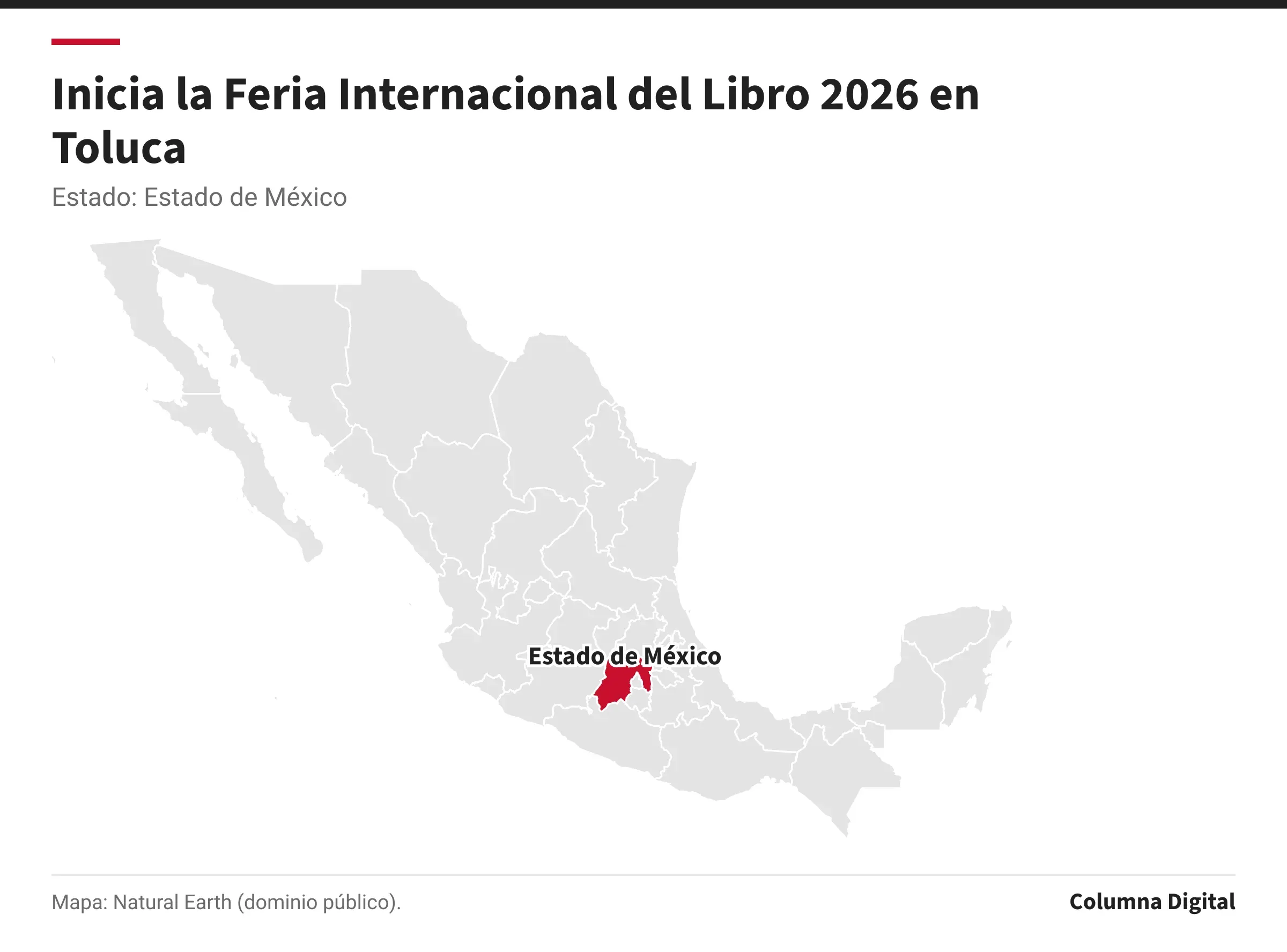 Mapa de México con Estado de México resaltado.