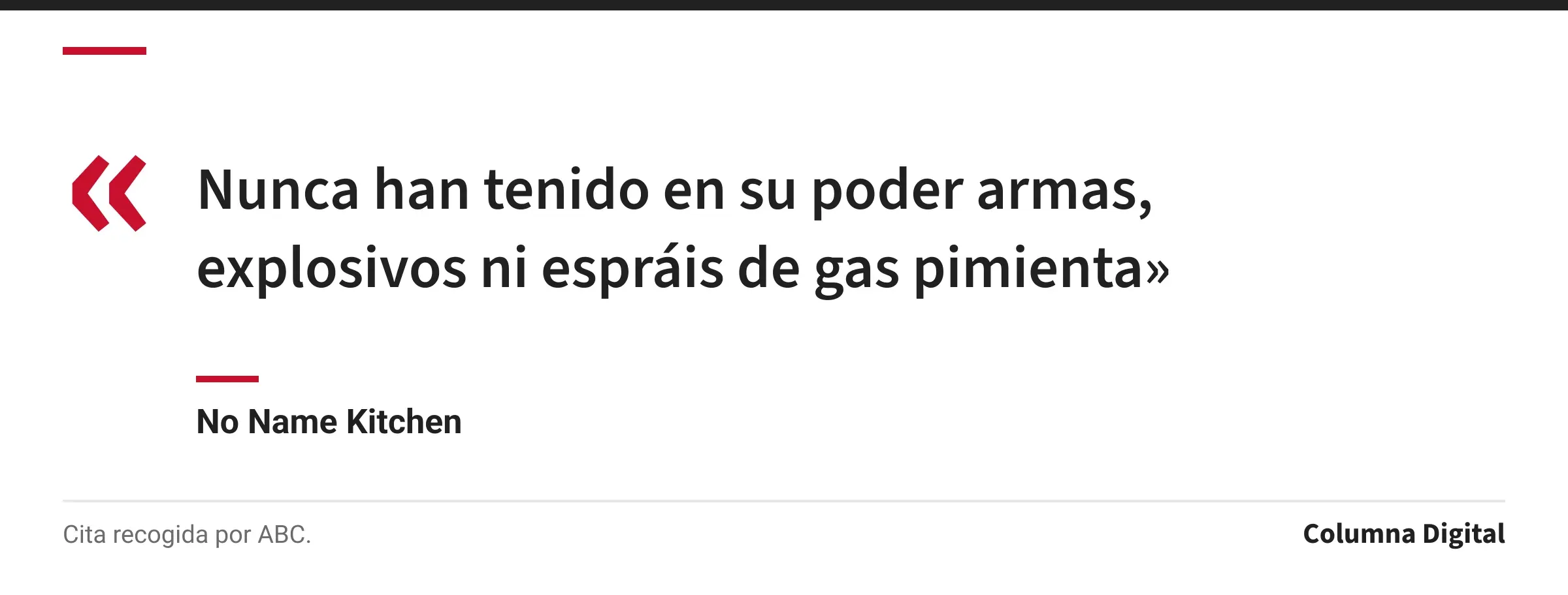 Cita de No Name Kitchen: «Nunca han tenido en su poder armas, explosivos ni espráis de gas pimienta»