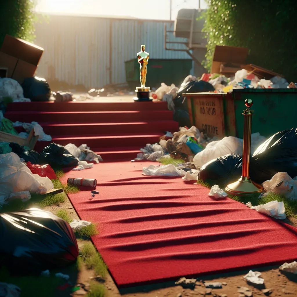 La alfombra de los Oscars en la basura.
