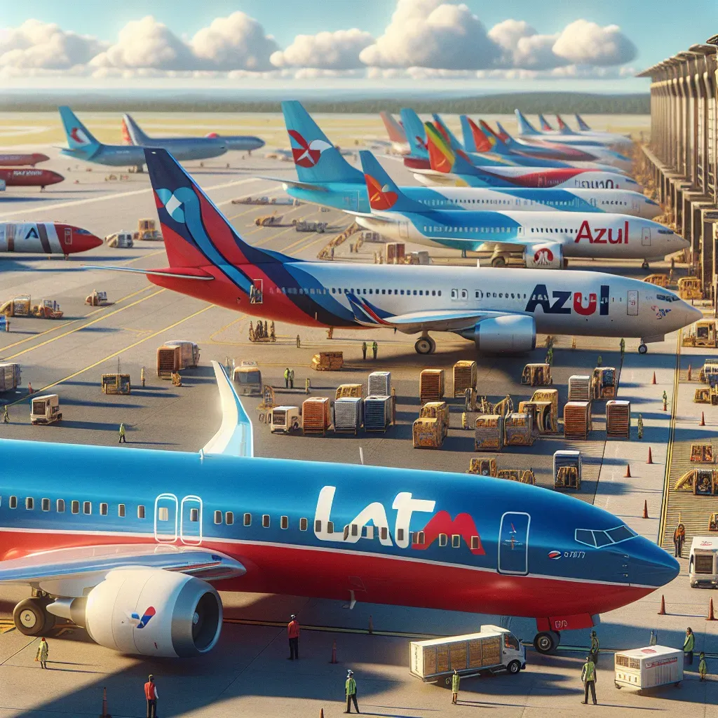 Latam y Azul, líderes aéreos sudamericanos.
