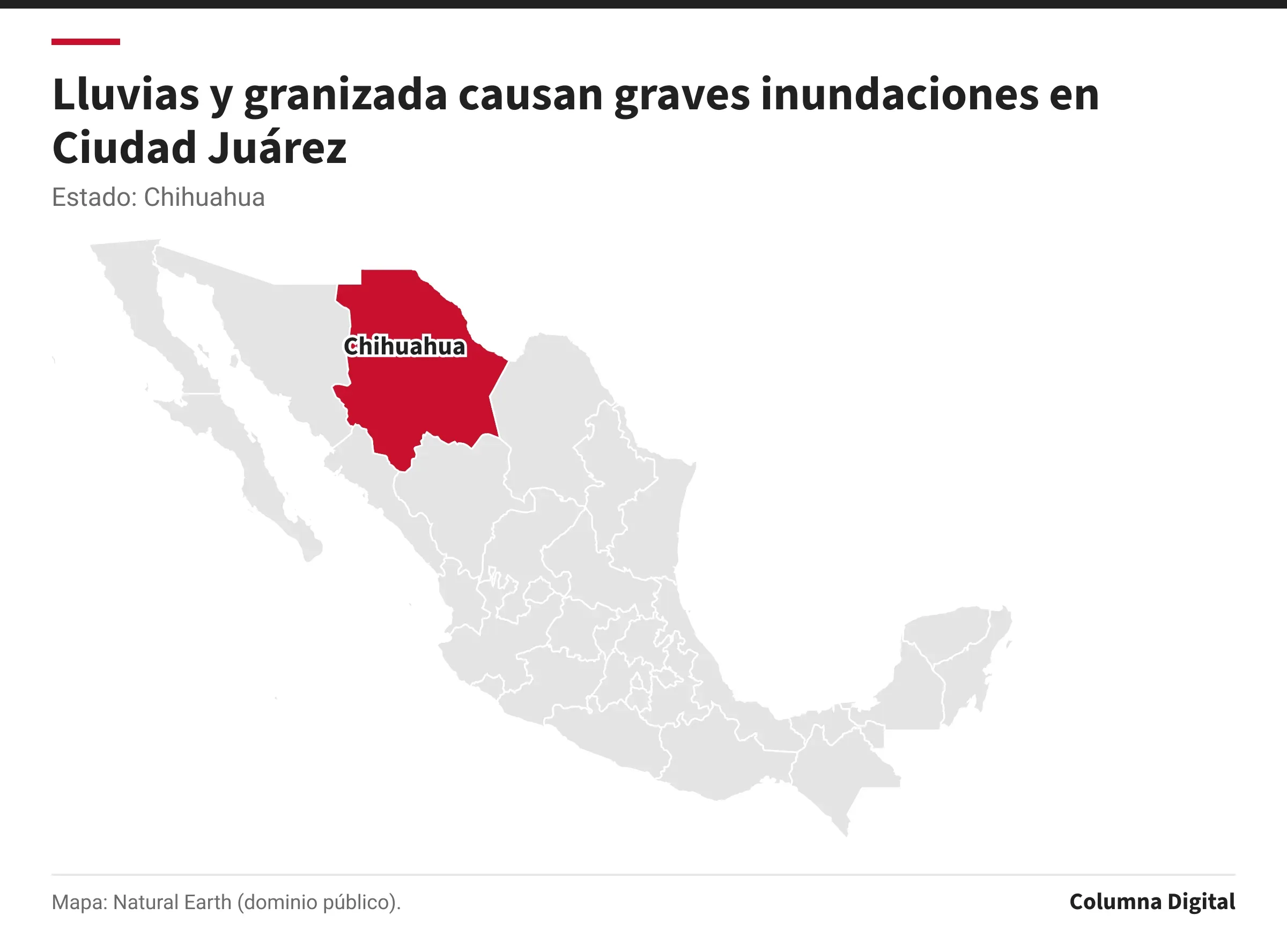 Mapa de México con Chihuahua resaltado.