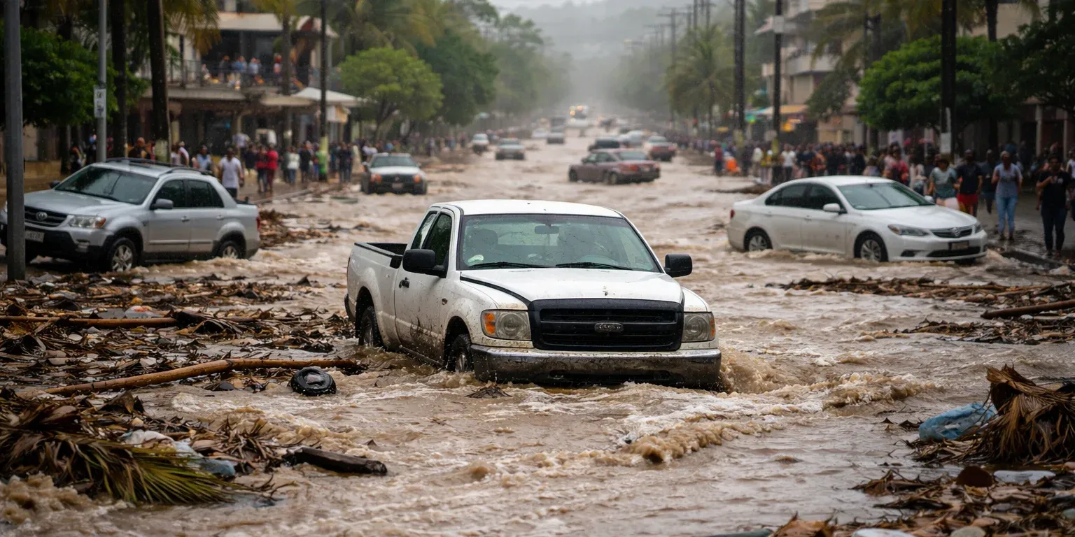 Lluvias intensas arrastran vehículos y provocan suspensión de clases en San José del Cabo