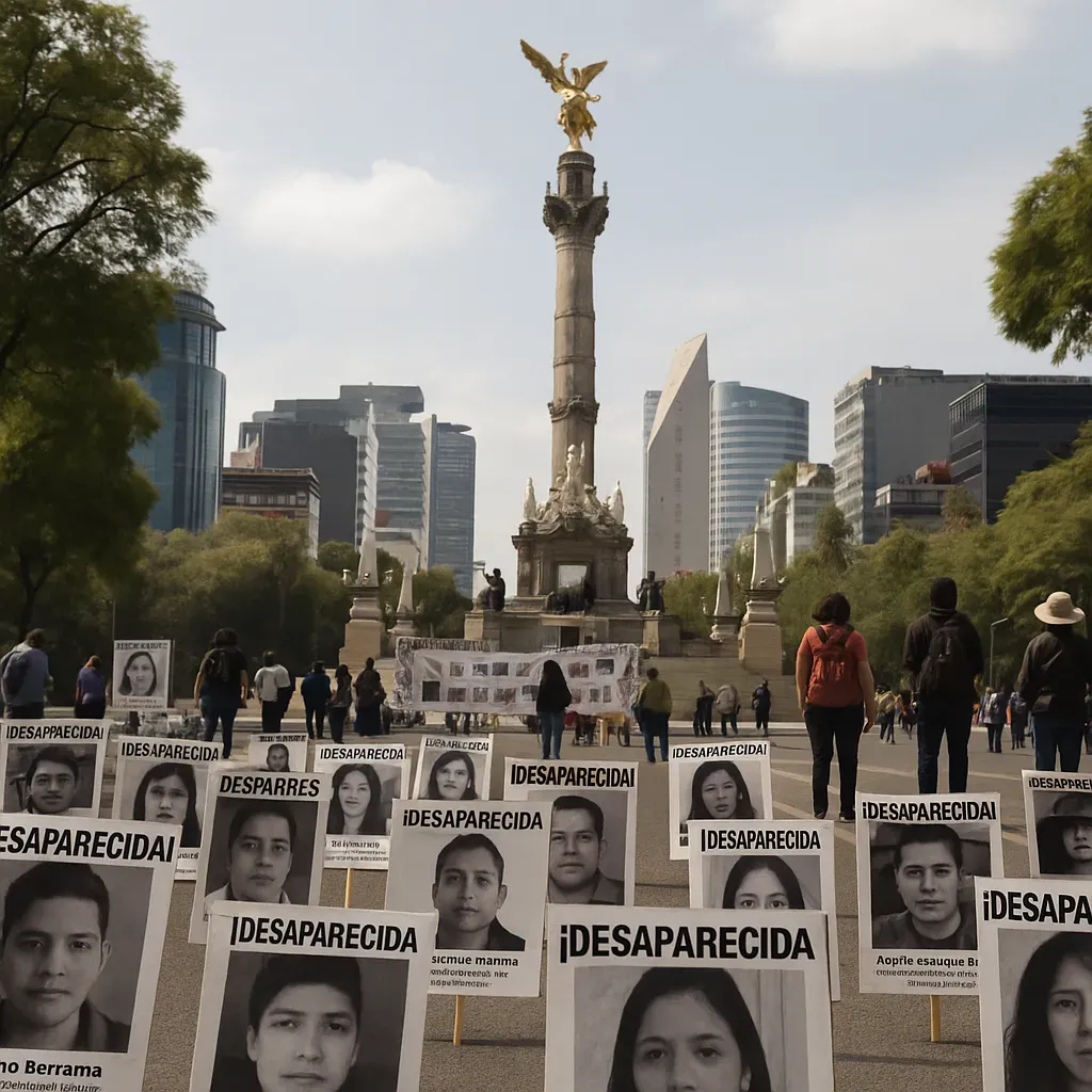 Manifestaciones por desaparecidos cerca del Ángel