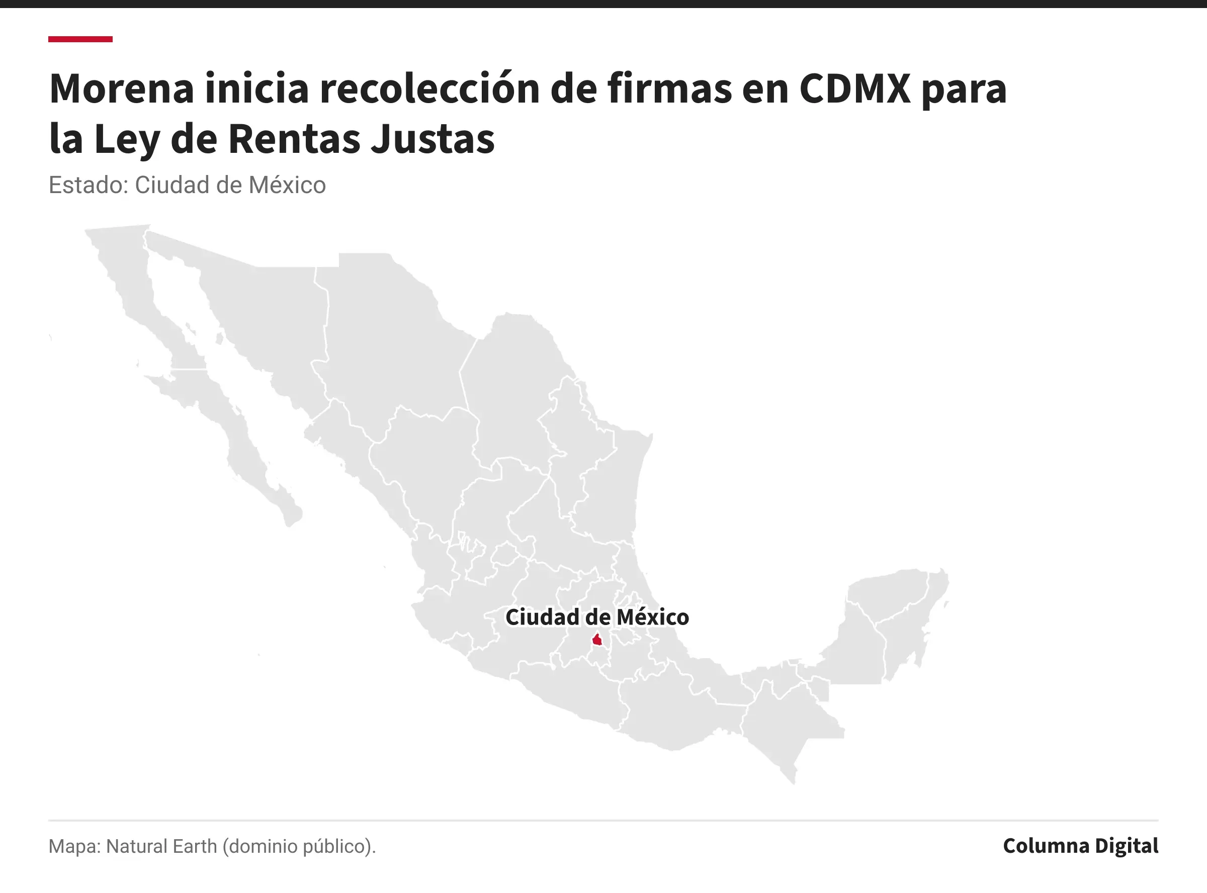 Mapa de México con Ciudad de México resaltado.