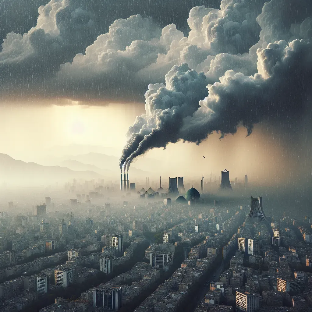 Nubes contaminantes y "lluvia grasa" en Teherán