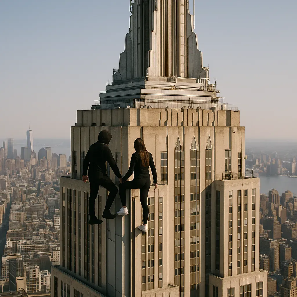 Pareja escala el Empire State sin autorización.