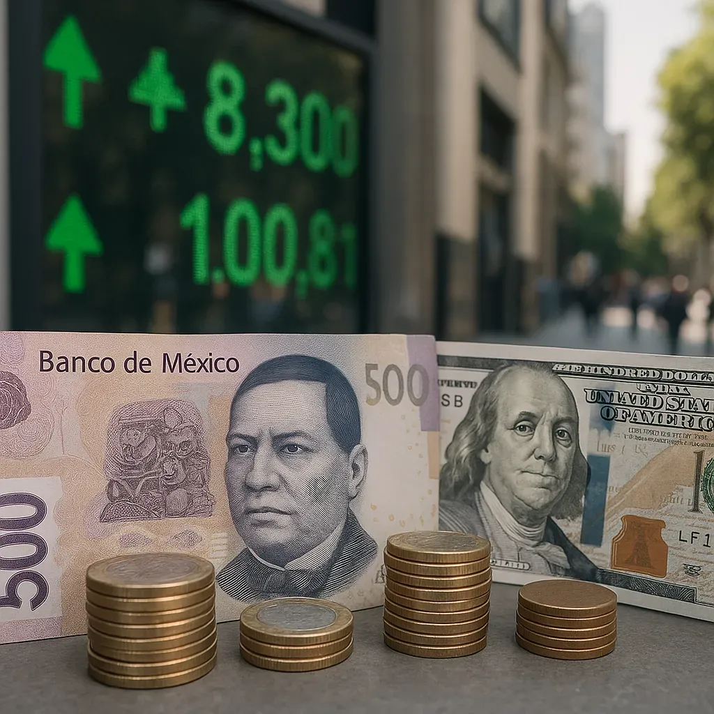 Peso mexicano gana ligeramente contra el dólar.