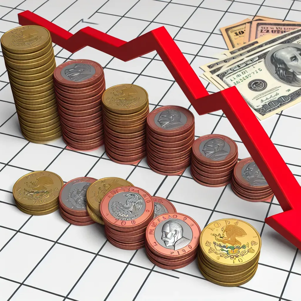 Peso mexicano pierde valor frente al dólar.