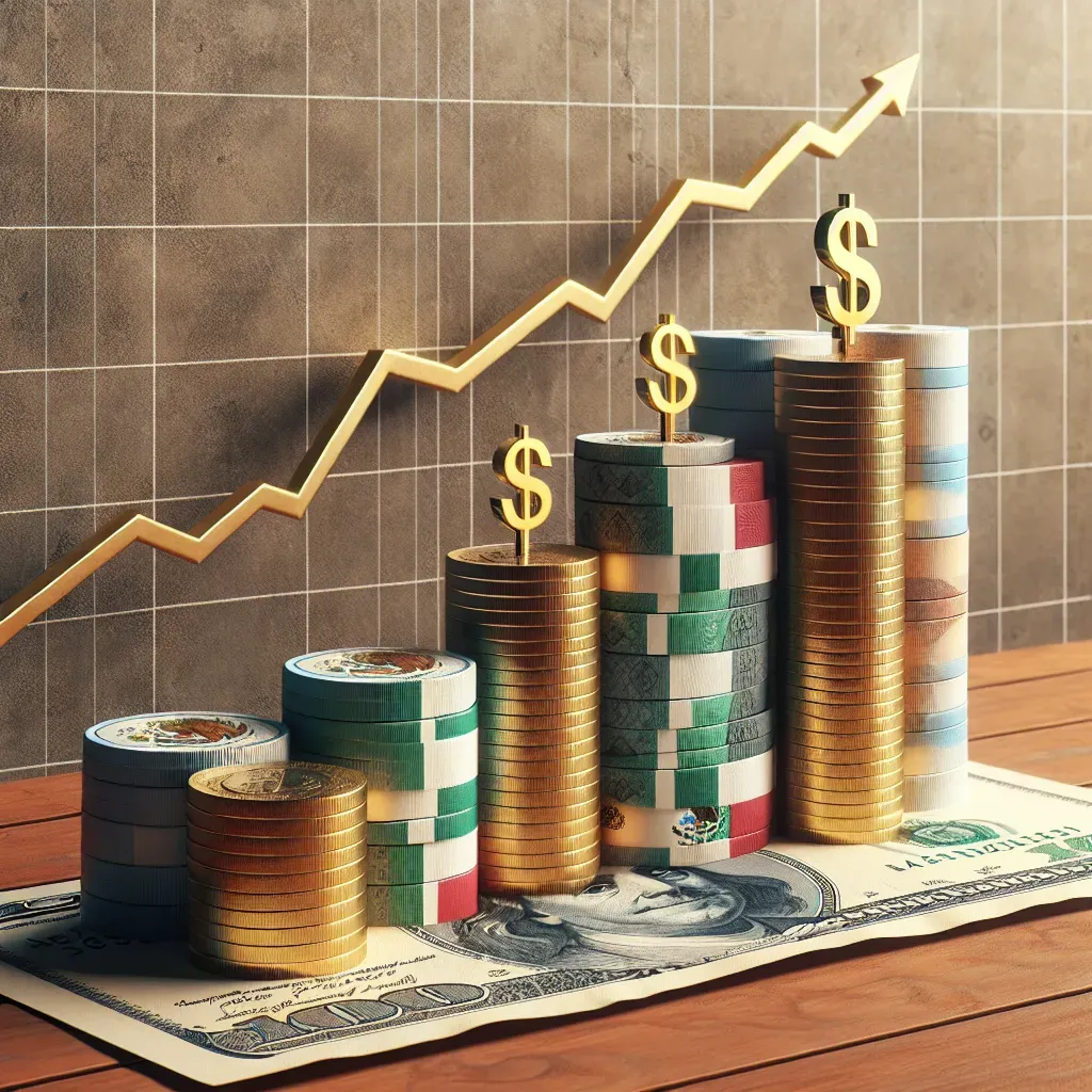Peso mexicano se fortalece frente al dólar.