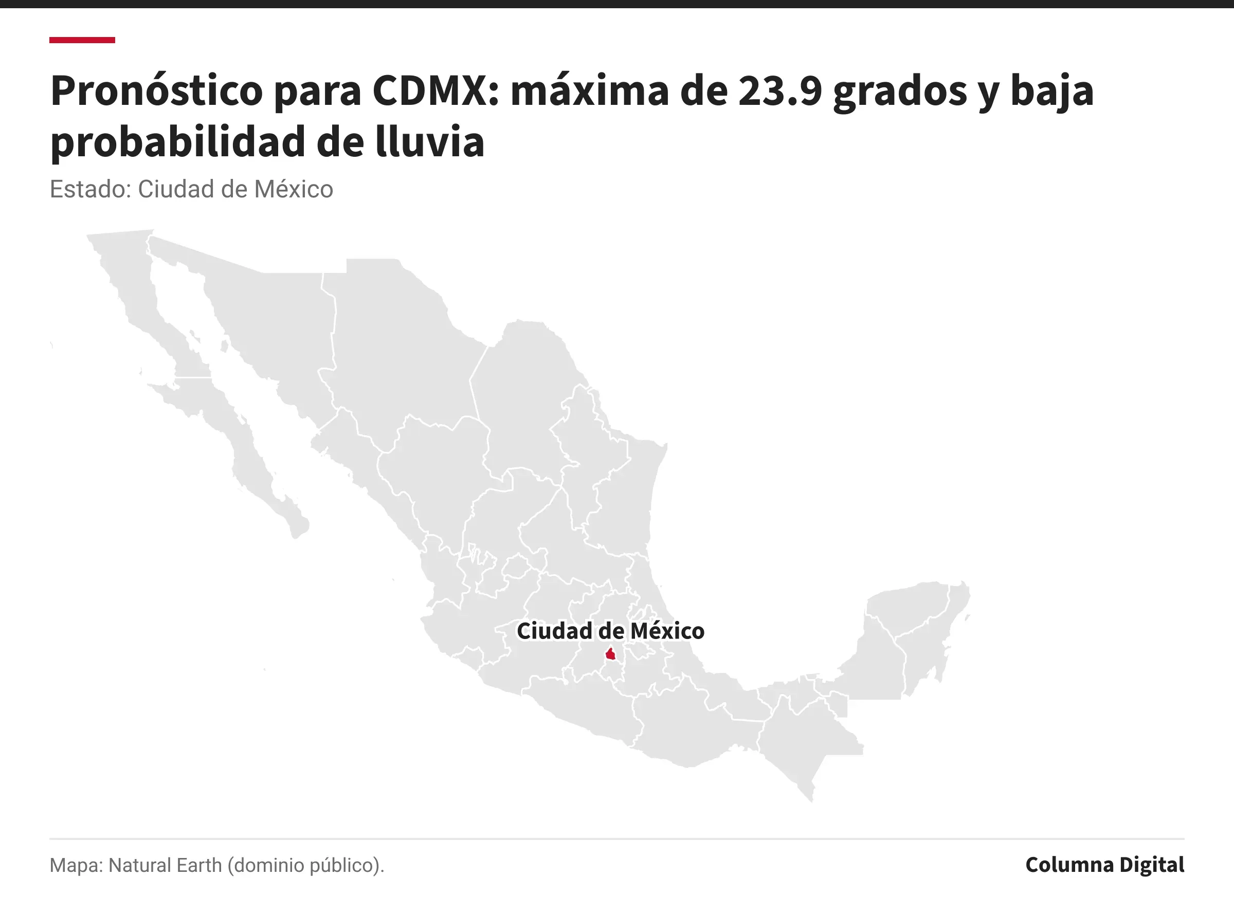 Mapa de México con Ciudad de México resaltado.
