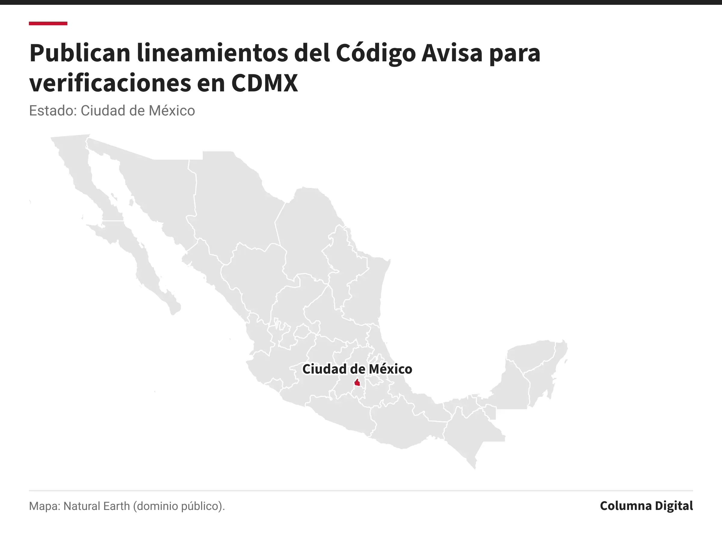Mapa de México con Ciudad de México resaltado.