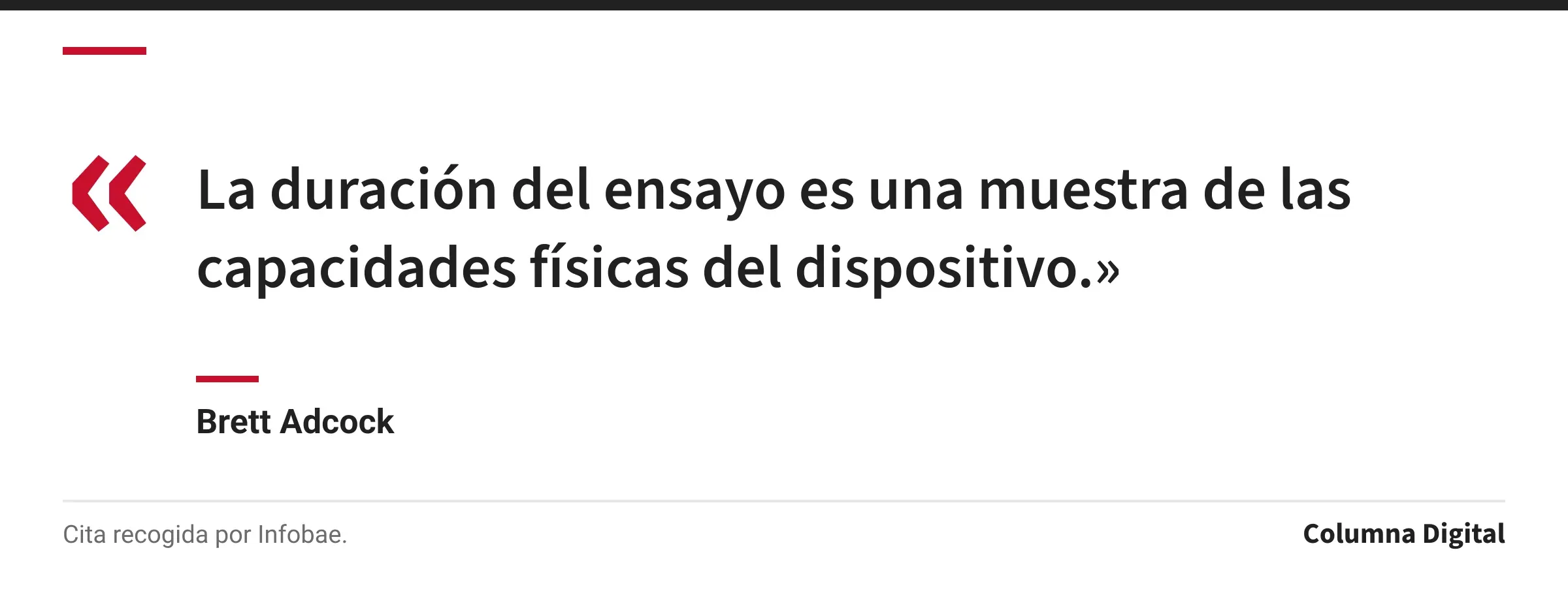 Cita de Brett Adcock: «La duración del ensayo es una muestra de las capacidades físicas del dispositivo.»