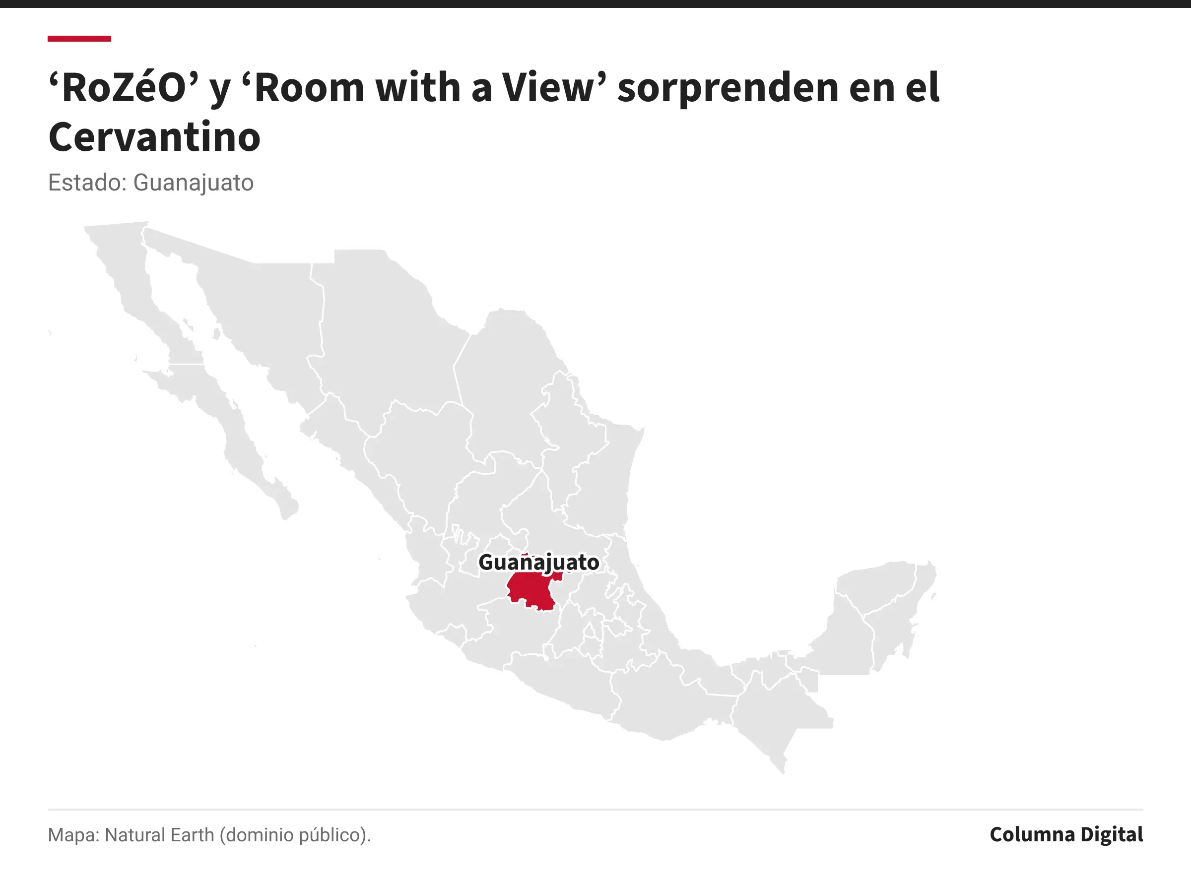 Mapa de México con Guanajuato resaltado.