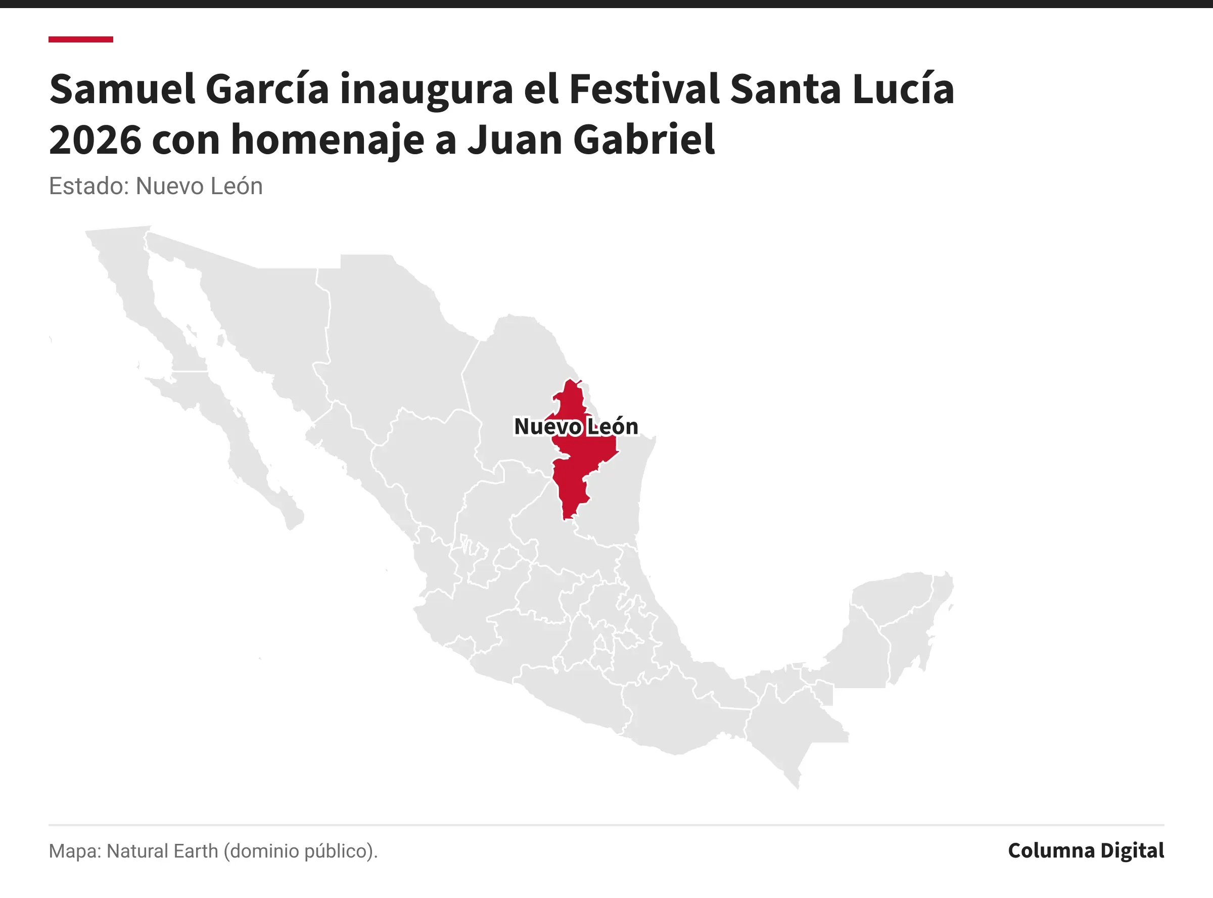 Mapa de México con Nuevo León resaltado.
