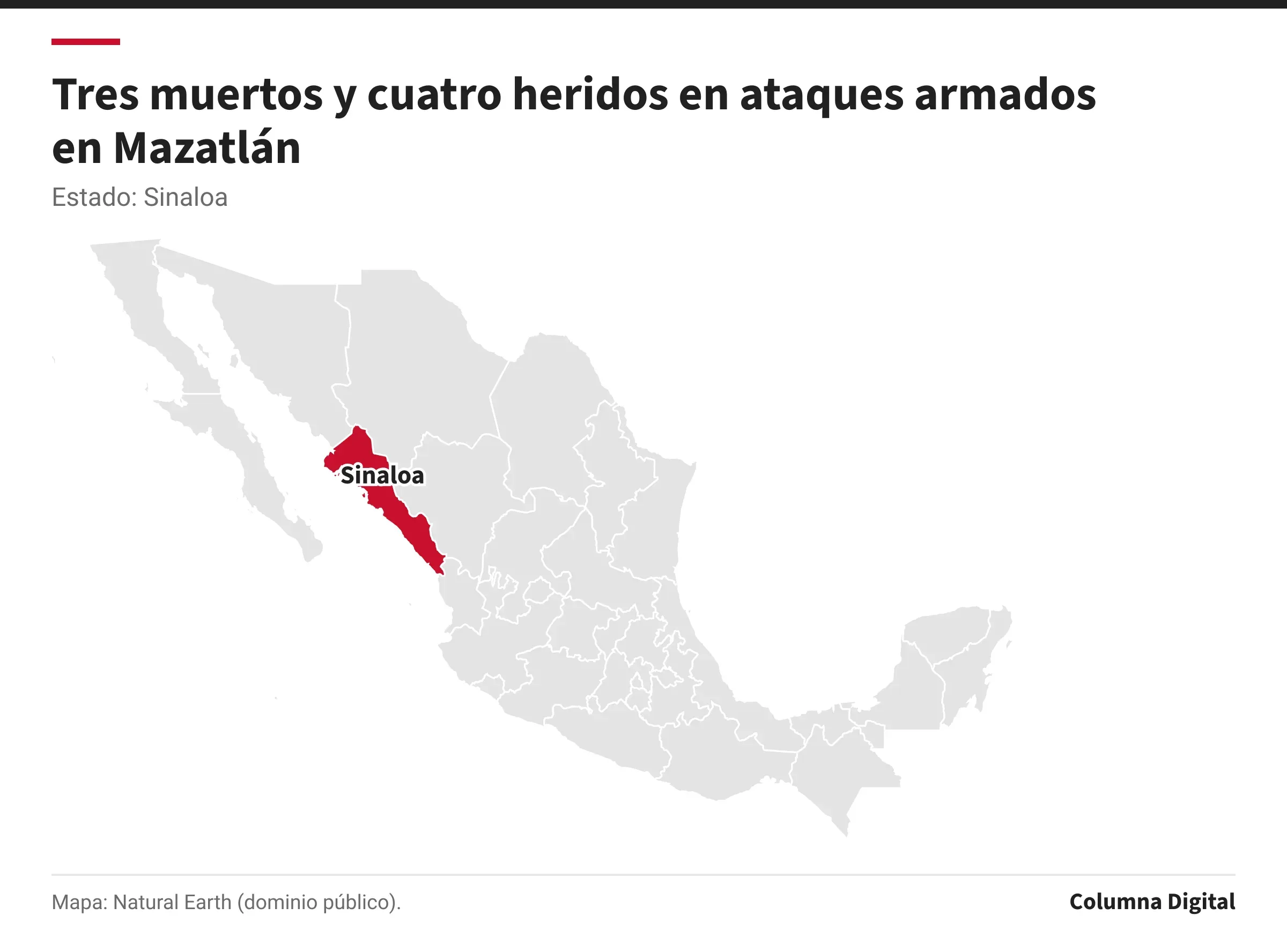 Mapa de México con Sinaloa resaltado.