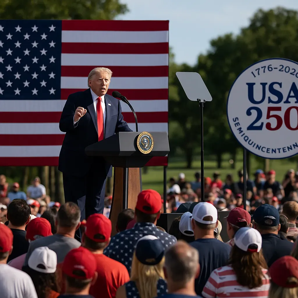 Trump conmemora 250 años de EE. UU. con mitin.