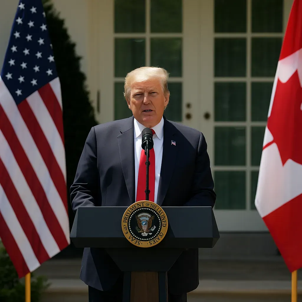 Trump informa sobre incremento arancelario a Canadá.
