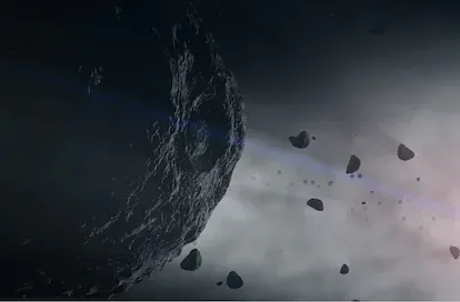 Ilustración que muestra Bennu y otros asteorides.