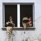 Enrique Müller (Berlin): Dos personas sacan lodo de una casa en la ciudad de Dernau. Las lluvias torrenciales que azotaron la semana pasada el oeste de Alemania, desencadenando graves inundaciones, en