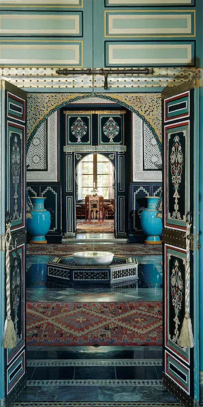 La entrada al salón Matisse de Villa Oasis, la vivienda de Bergé y Saint Laurent en Marrakech.