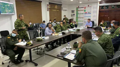 El ministro de Defensa Diego Molano durante un conseho de seguridad en Quibdó (Chocó) este martes.