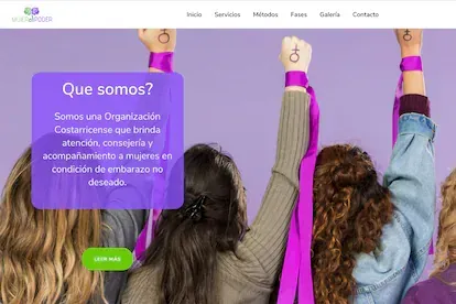 Página web de "Mujer al poder", una organización de Costa Rica que se presenta en redes como una clínica para abortar.