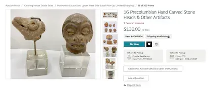 Captura de pantalla de una publicación en el portal de subastas AuctionNinja.