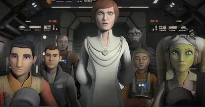 Los protagonistas de 'Star Wars: Rebels', durante una escena de la serie.