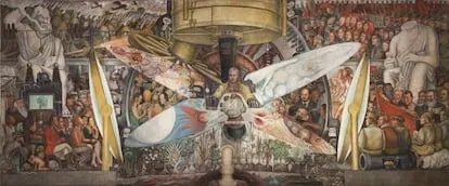 'El hombre controlador del universo' (1934), de Diego Rivera, copia alterada del mural destruido por Rockefeller, en el Palacio de Bellas Artes de México.