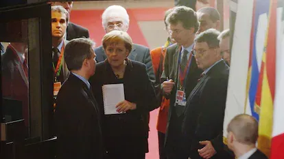 Angela Merkel durante la cumbre europea del 16 de diciembre de 2005.
