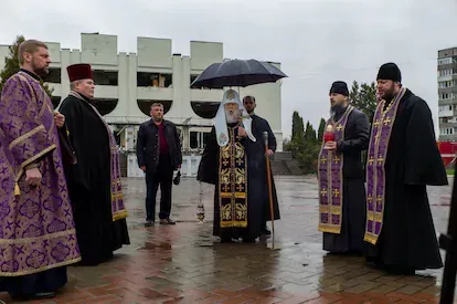 El patriarca de la Iglesia Ortodoxa Ucrania-Patriarcado de Kiev, Filaret, este sábado en Bodorianka.