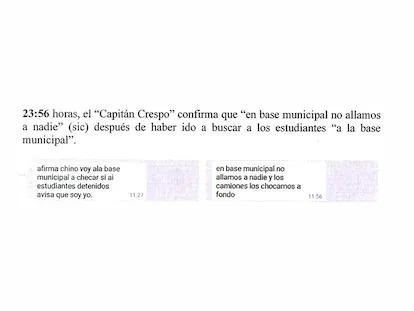 Mensajes correspondientes a la página 55 del informe de la Presidencia de la Comisión para la Verdad y el Acceso a la Justicia del Caso Ayotzinapa.